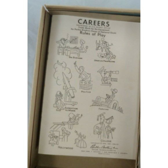 Vtg Parker Brothers Careers Board Game Of Options With Box 1958 - Picture 7 of 12